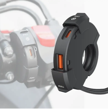 Universal Dual USB Motorcycle Charger - Waterproof, Handlebar Mounted, With Power Switch | Fits All Smartphones, Ideal For Street Motor Scooters, 12V-24V