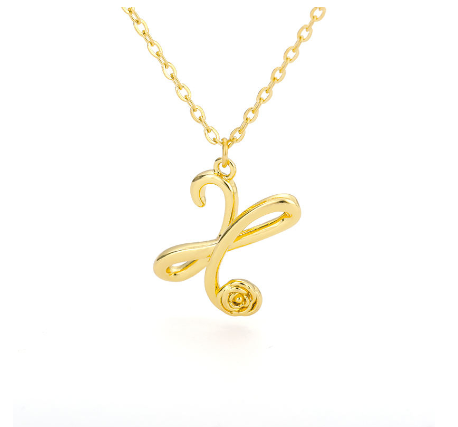 Dainty Gold Letter Necklace Tiny 26 Capital A-Z Pendant Choker Necklace,Cute Personalized Name Necklace Gold Jewelry Necklace X