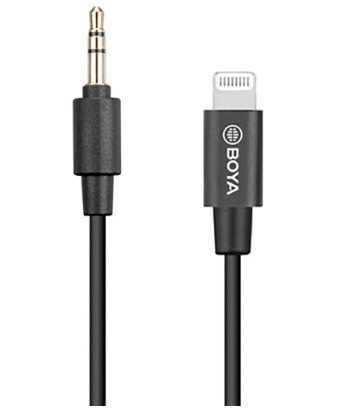 Boya BY-K1 3.5mm TRS (Male) to 20cm (Male) Lightning Adapter Cable