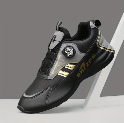 Men's Non Slip Hiking Shoes With Rotating Buckle, Durable Casual PU Leather Shoes For Men's Outdoor Activities