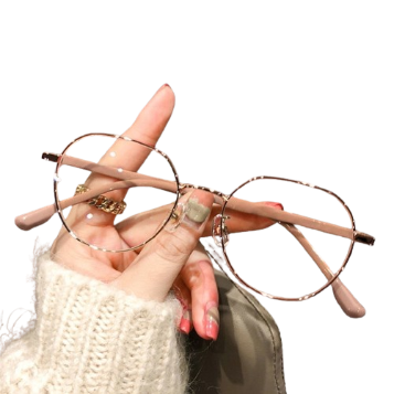 Lovito Women Casual Plain Metal Glasses LNA32261 (Light Khaki)