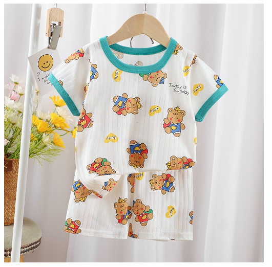 Baby Summer Casual Short-Sleeved Suit Baby Cotton Short-Sleeved  Shorts Suit Baby T-shirt Suit T2