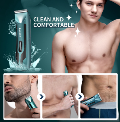 Kensen Body Hair Trimmer For Men Pubic Hair Shaver Electric Groomer Waterproof Hair Trimmer With Led Lighting Body Grooming