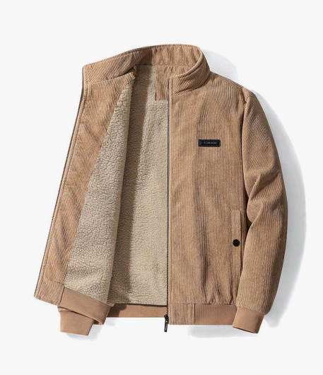 Men's Corduroy Sport Jacket With Embroidery Detail And Fleece Lining Gym Clothes Men