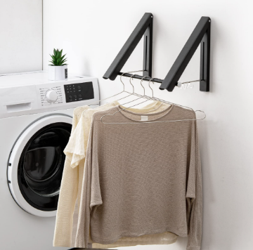 Instant Single Rail Space Saving Folding Clothes Hanger Drying Rack Wall Mounted Home Organizer IP