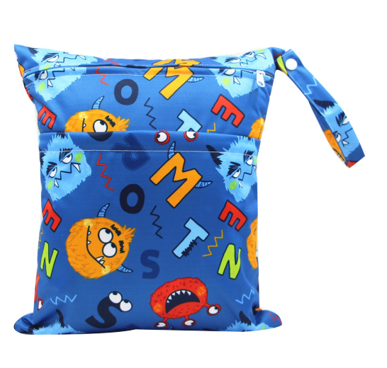 Diaper Wet Dry Bags Duble Zipper Printed Portable Waterproof Dag Storage Bag Swimwear Bag  30x36cm