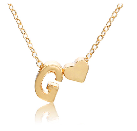 Fashion 26 Letter Pendant Necklace Peach Heart Letter Necklace Clavicle Chain Choker for Men Women Jewelry Gifts G