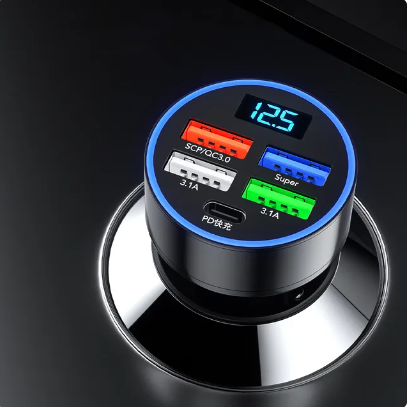 5 Ports 150W Car Charger Fast Charging PD QC3.0 USB C Car Phone Charger Type C Adapter in Car For iphone Samsung Huawei Xiaomi