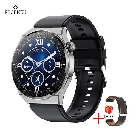 FILIEKEU NFC Smart Watch HD AMOLED Screen Support Ecg Plus Ppg Wireless Charging Bluetooth Call Ip68 Waterproof Smartwatch SILICON SILVER