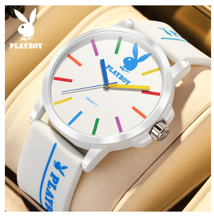 Playboy Watch For Men Waterproof Luminous Band Silicone Strap Simple Style Dial Fashion Trendy Men's Watch