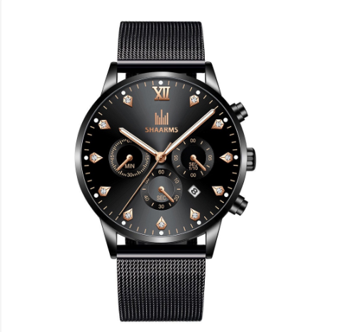 Fashion Men Stainless Steel Quartz Watches with Calendar M01