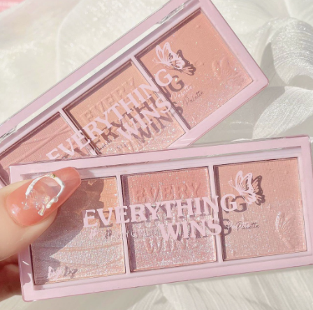 BEAUTY GLAZED 3 Colors Highlighter Blush Powder Long Lasting Cheek Blush High Pigment Contor Natural-Looking Lightweight Face Makeup