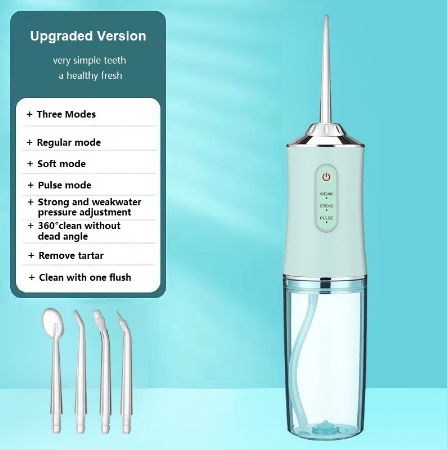 Oral care Water Flosser 4 Heads 220ML Oral Irrigator Rechargeable 3Modes Water Flosser Cordless