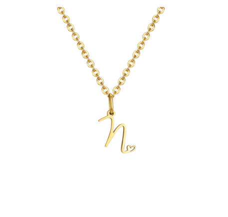 Vnox Initial with Hollow Heart Pendant Necklace,18K Gold Dainty Letter Choker Necklace Gift for Women Necklace Jewelry N