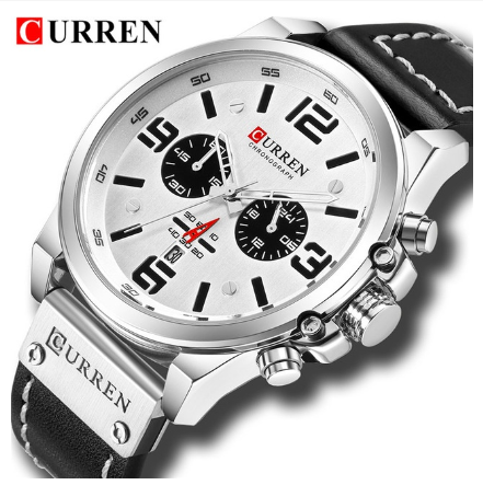 Curren Top Luxury Brand Military Leather Men's Waterproof Sports Quartz Chronograph Watch Date Fashion Casual 8314X M6