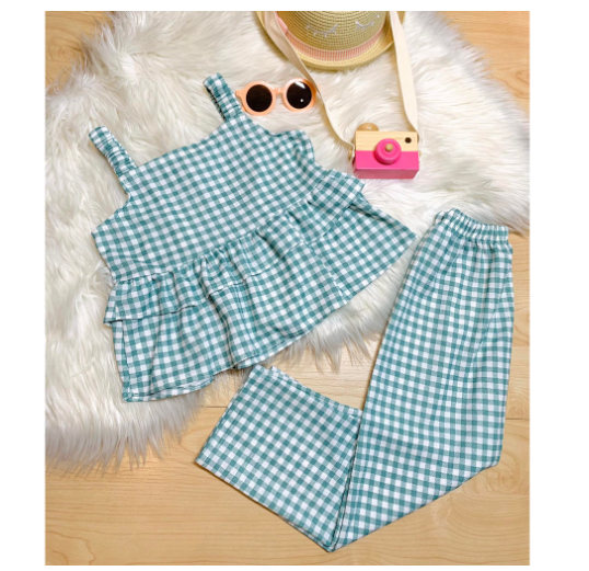 Sophia Gingham Fashion OOTD Terno for Kids-Girls D5