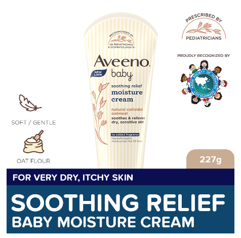 Aveeno Baby Soothing Relief Moisture Cream 227g - Lotion For Newborn Baby, Sensitive Skin, Eczema