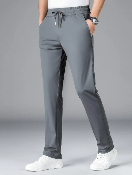 Men Drawstring Waist Slant Pocket Pants
