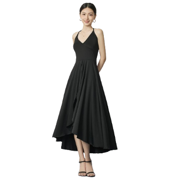 Lovito Women Casual Plain High Low Dress L77ED128
