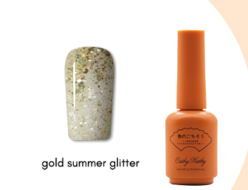 Cathy Kathy Tokyo Collection Japanese UV Color Coat Gel Polish in 15 ML 58-Gold Summer Glitters