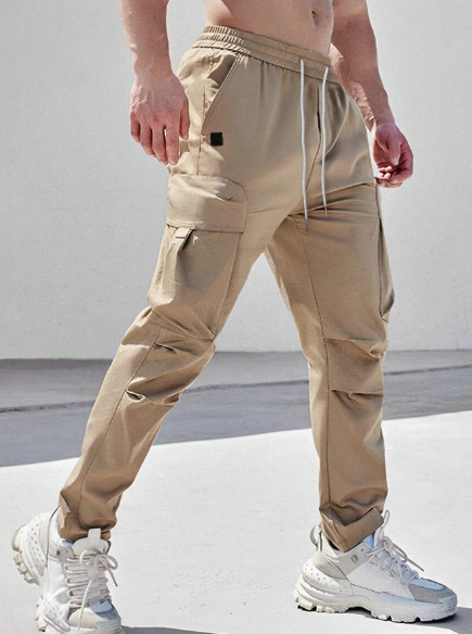 Manfinity Homme Men Flap Pocket Side Drawstring Waist Cargo Pants