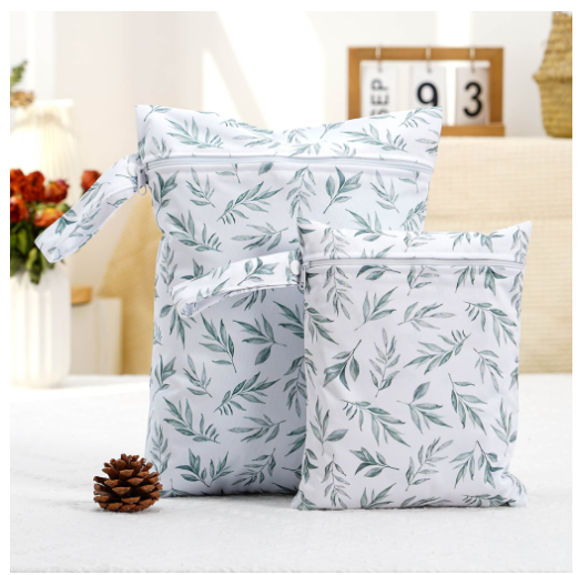 2pcs Reusable Wet Bags with Two Zippered Pockets and Handle 9