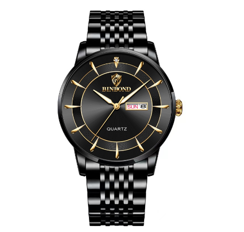 Binbond Original Luxury Boys Casual Waterproof Fashion Quartz Watch Luminous Fashion Butterfly Buckle Stainless Steel Men's Watch M006