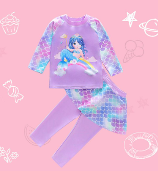 Children Swimsuit Girls Long-Sleeved Trousers Split Sunscreen Quick-Drying M