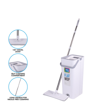 Home Gallery Flat Mop With Bucket | Mop for Floor Cleaning Wet and Dry Use Household Cleaning Tools
