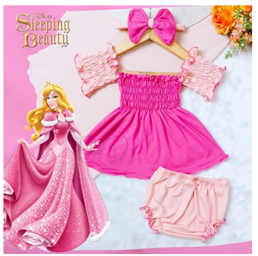 3in1 Tiffany Disney Smocking Set for Baby Girl 1-18 Months S5