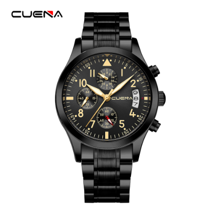 New Original CUENA Men's Watches Fashion Creative Small Dial 41CM Casual Business Sports Stainless Steel Waterproof Quartz Analog 6090 M1