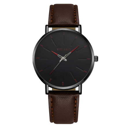 Ultra thin fashion men's watch simple scale personalized pointer belt quartz watch 002