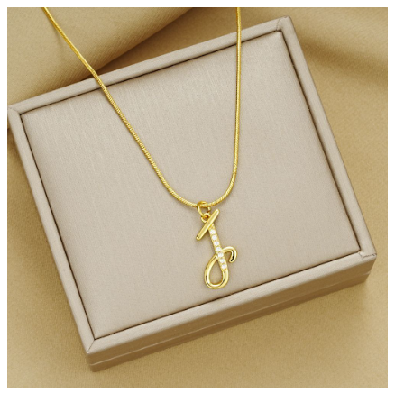 18K Gold Letter Pendant Necklace Retro Snake Chain Choker Diamond Couple Necklaces Jewelry Accessories Gift J