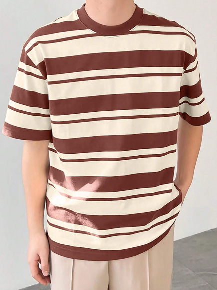 Manfinity Hypemode Men T-Shirts Fit Crew Neck Drop Shoulder Short Sleeve Graphic Tee Back To School Clothes Casual Spring Polyester