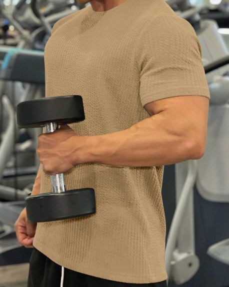 SHEIN Men's Simple Solid Color Short-Sleeved Sports T-Shirt