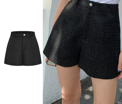 Lovito Women Casual Plain Button Shorts L70AD061 Black