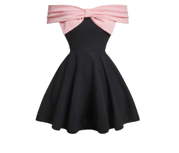 Lovito Women Bow Draped Colorblock Elegant Dress L58Ad089 Black