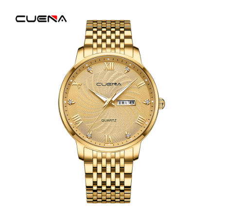 CUENA New Men's Watch Fashion Business Automatic Date Stainless Steel Waterproof Quartz 6069 M2