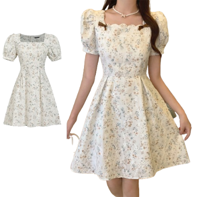 Lovito Women Casual Ditsy Floral Lace Pattern Dress L76AD185