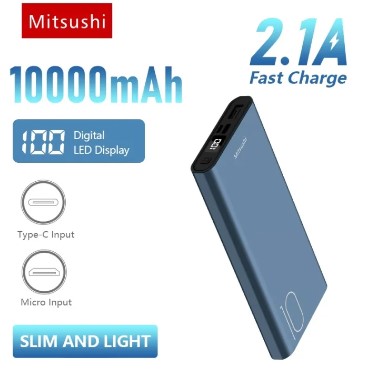 Powerbank Original 2.1A Fast Charging Digital Display Slim Portable Powerbank