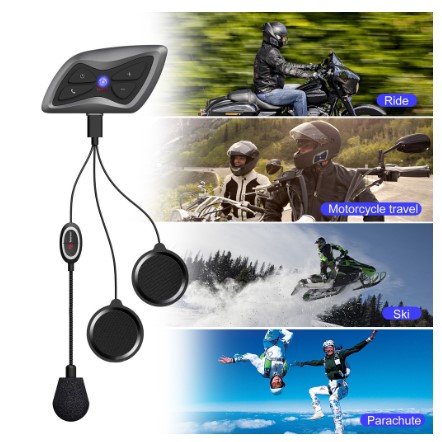 Bluetooth Motorcycle Helmet Intercom Headset IP65 Waterproof 1500m Range 2-Riders