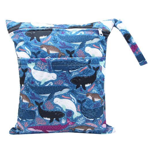 Diaper Wet Dry Bags Duble Zipper Printed Portable Waterproof Dag Storage Bag Swimwear Bag  30x36cm