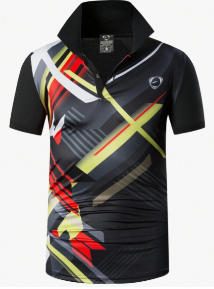 1pc Men's Black Quick-Dry Polo Shirt/Paul Shirt/T-Shirt, Perfect For Tennis, Golf, And Bowling (Style LSL310)