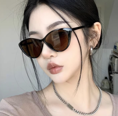 Korean Brown Lens Big Cat Eye Sunglasses For Women Men Chic Uv400 Protect Anti Radiation Eyeglasses