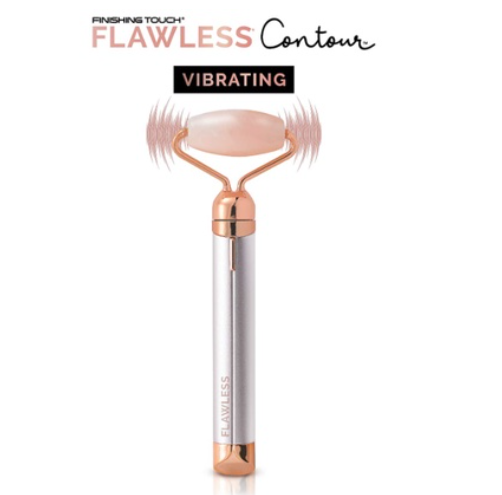 Finishing Touch Rose Quartz Flawless Contour Vibrating Facial Roller & Massager With 2 heads