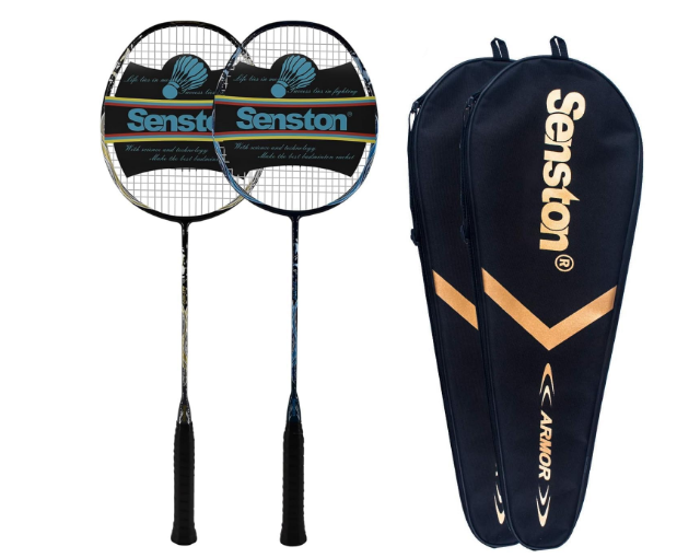 Senston N90-2 Pack Badminton Racquet, Professional Full Carbon Fiber Badminton Rackets Set with Grip