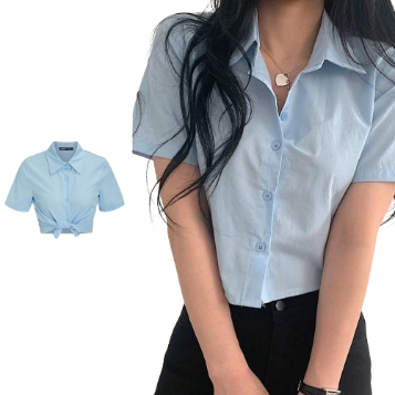 Lovito Women Basic Blouse L67AD008 (Blue)