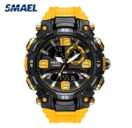 Original Luxury Fashion Luminous Waterproof Men's Watch LED Digital Sports Leisure Silicone Watch YELLOW