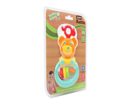 Baby Bliss Bear Rattle, Lead-Free - Developmental Toys