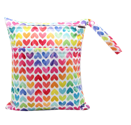 30x37cm Cloth Diaper Wet Dry Bags Double Zipper Mixed Color Printed Portable Waterproof Dag Storage Bag Swimwear Bag C33